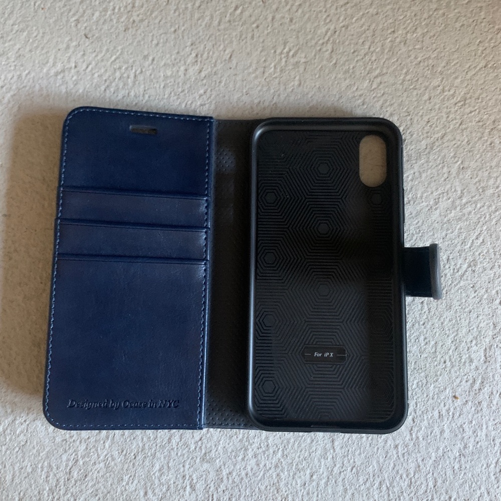 iPhone X Navy Blue Wallet Case